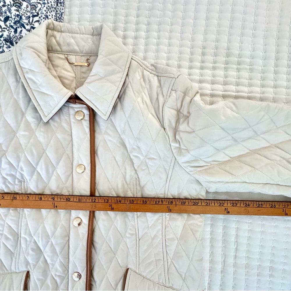 Chico’s Quilted Mid-Length Barn Jacket Natural Cream L(12) - Picture 14 of 15